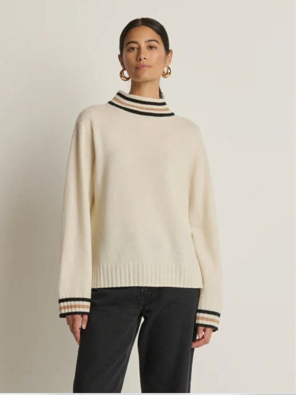 Nation LTD, Tommie Mock Neck Sweater - Snowflake Medium